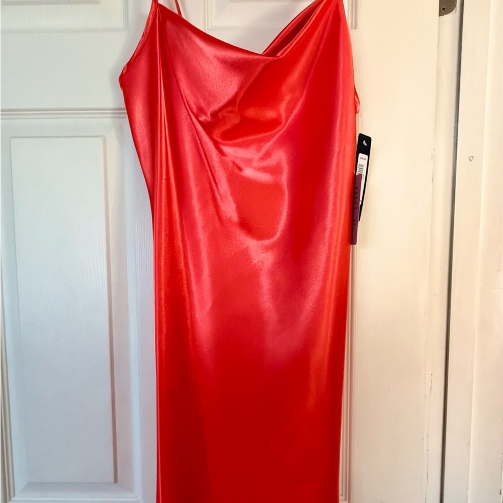 Nordstrom Red Midi Slip Dress with Spaghetti Straps and Cowl Neck for Night Out